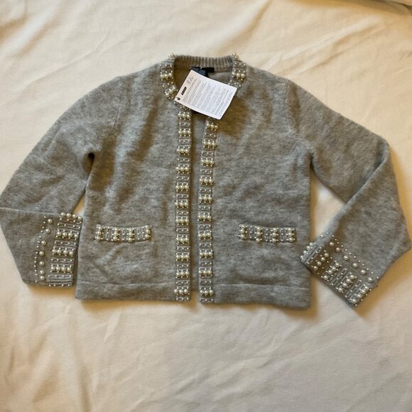 NWT Maje Pearl wool sweater Cardigan Gray SZ3 US8 bust40 - Picture 2 of 8